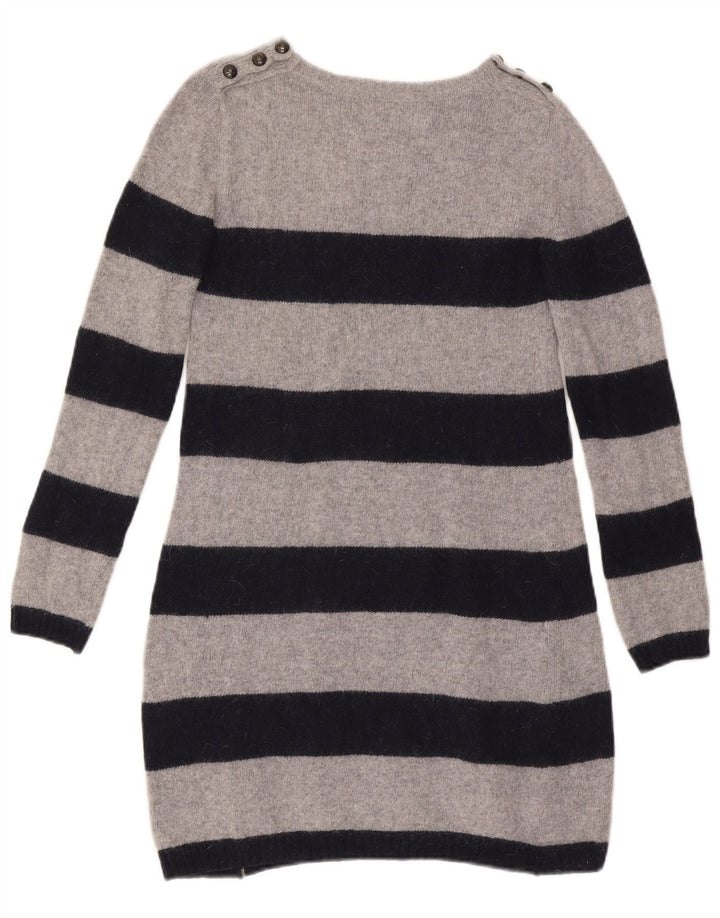 Vestido jumper feminino Zara Reino Unido 12 lã listrada cinza médio