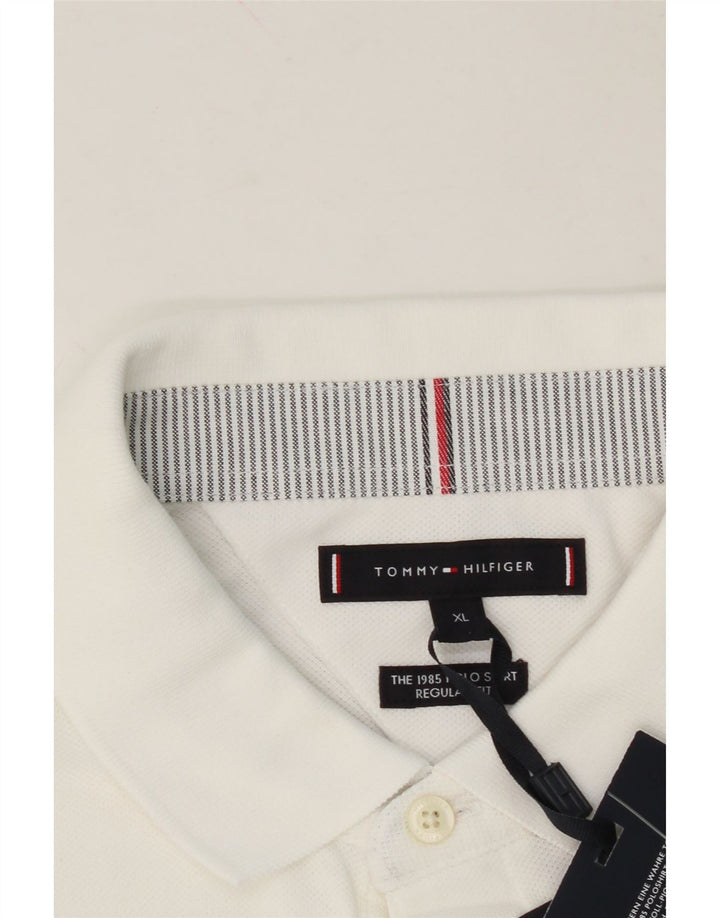 TOMMY HILFIGER Mens Regular Fit Polo Shirt XL White Cotton Vintage Tommy Hilfiger and Second-Hand Tommy Hilfiger from Messina Hembry 
