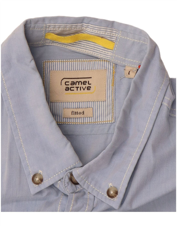Camel Active Camisa masculina de manga curta grande azul