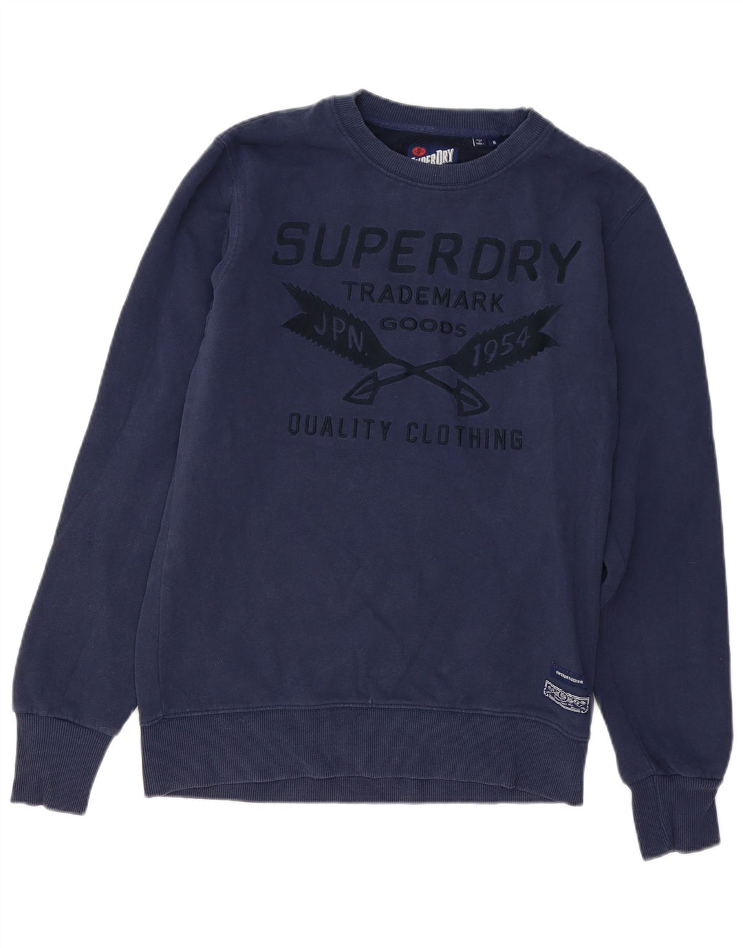 Superdry moletom gráfico masculino jumper médio azul marinho algodão