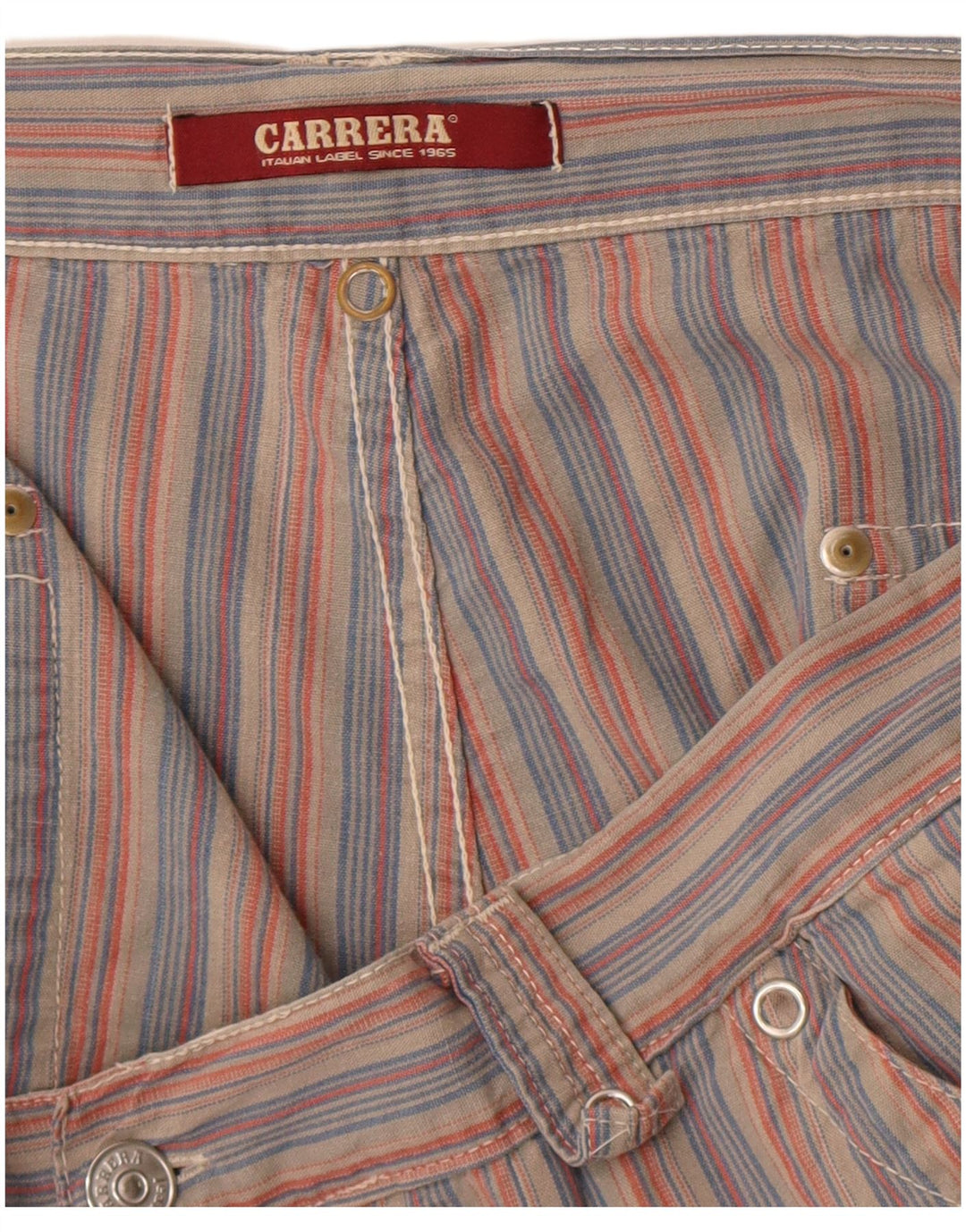 Carrera Mens Chino Shorts W38 XL Listrado Vermelho