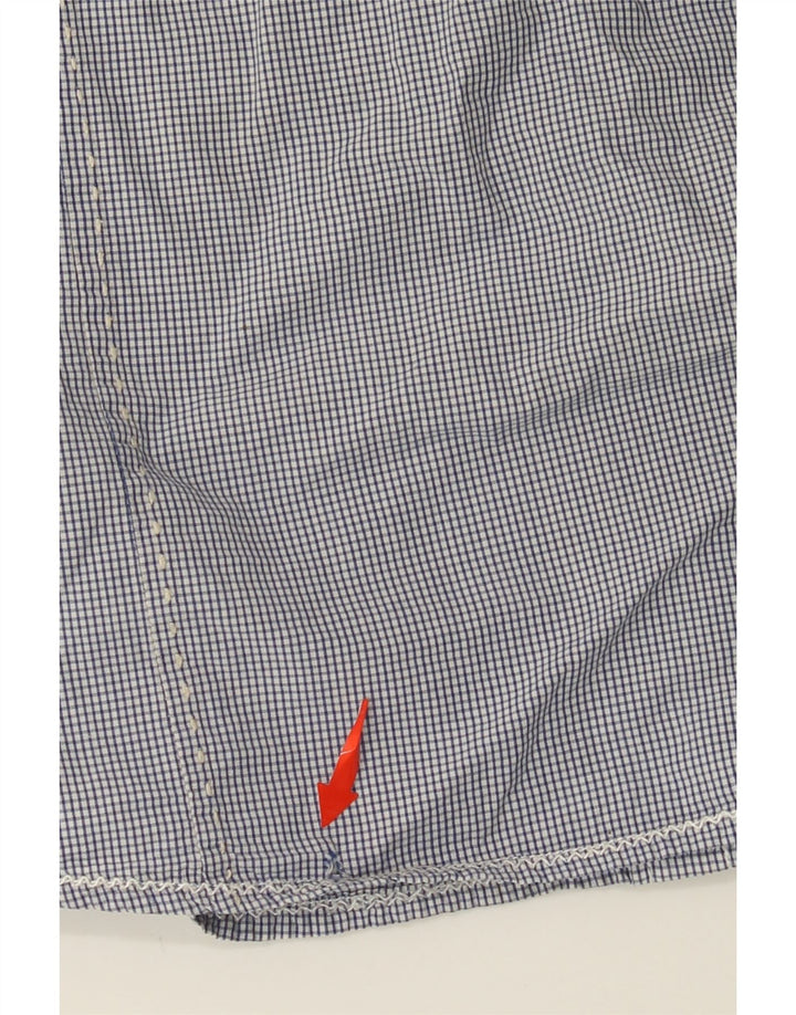 SCOTCH & SODA Camisa militar masculina de manga curta grande algodão guingão azul