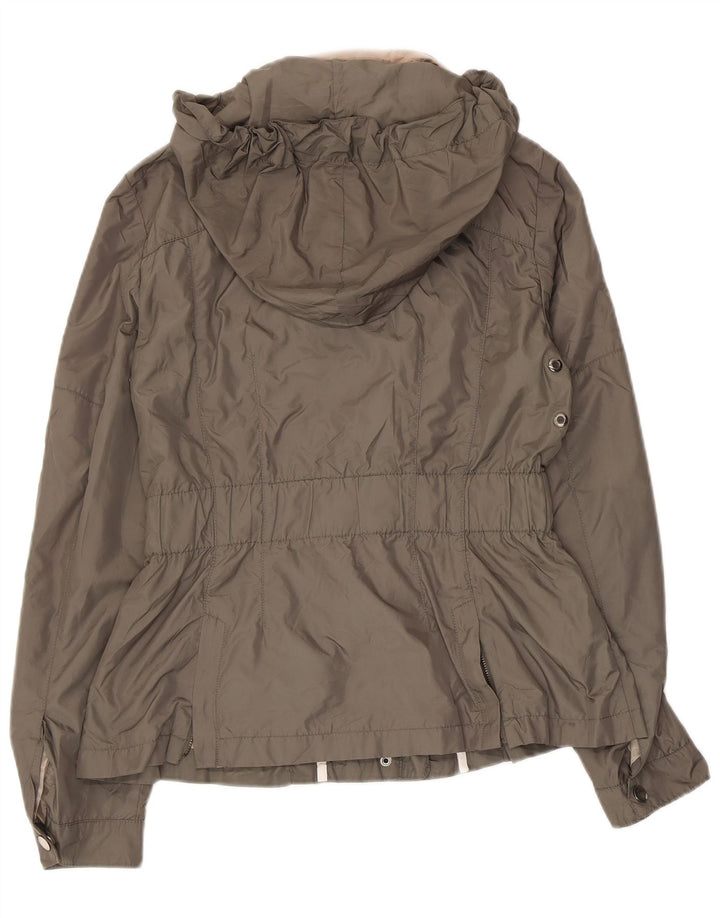 Zara Womens Hooded Utility Jacket UK 12 Medium Khaki Poliéster