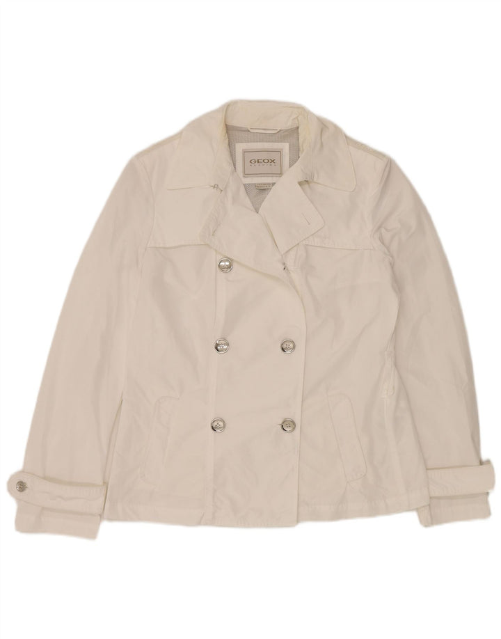 Geox Womens Respira Pea Coat UK 14 Grande Poliéster Branco