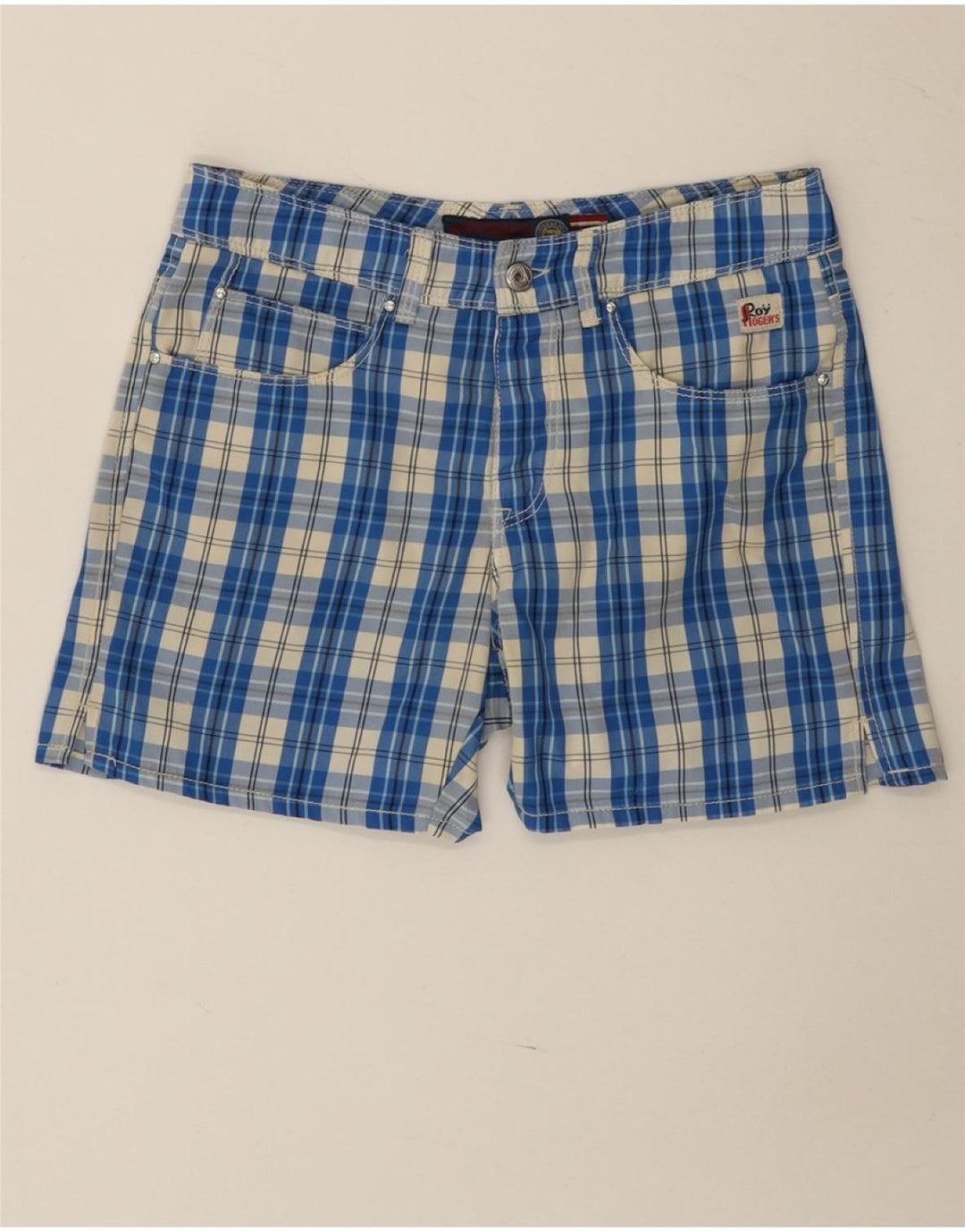 Roy Rogers Shorts feminino casual IT 44 médio W30 azul xadrez poliamida