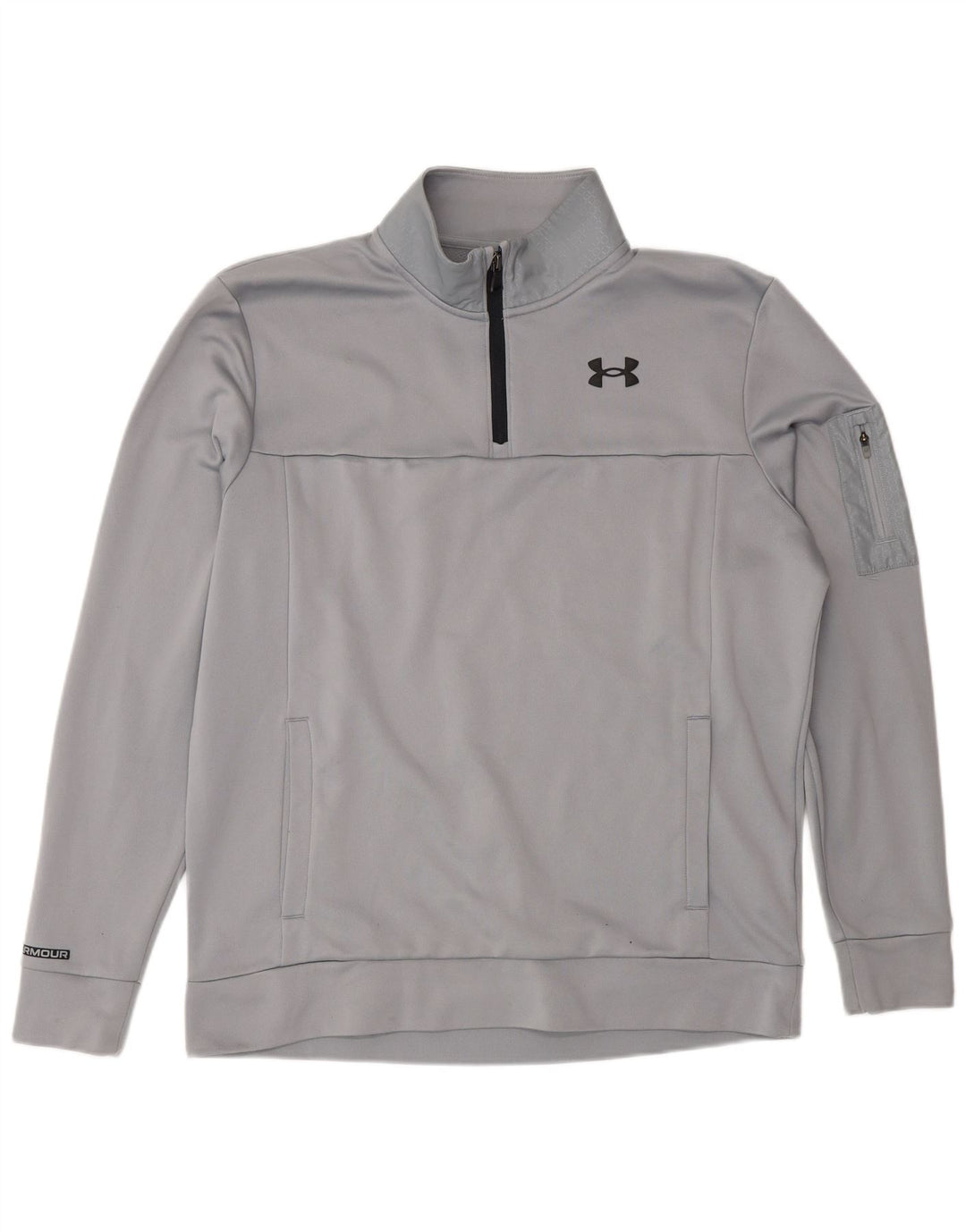 Suéter masculino Under Armour com zíper e pescoço em poliéster cinza médio