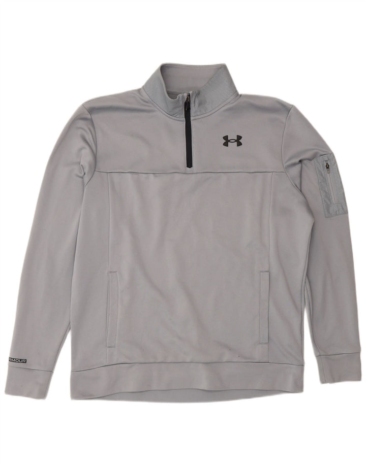 Suéter masculino Under Armour com zíper e pescoço em poliéster cinza médio