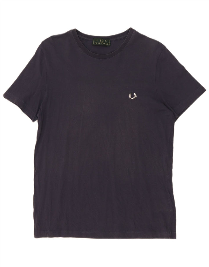 Camiseta masculina Fred Perry grande algodão azul marinho