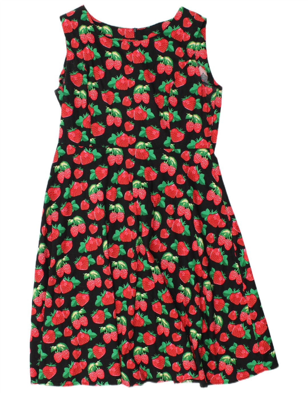 ZAFUL vestido feminino estampado sem mangas evasê UK 14 médio preto