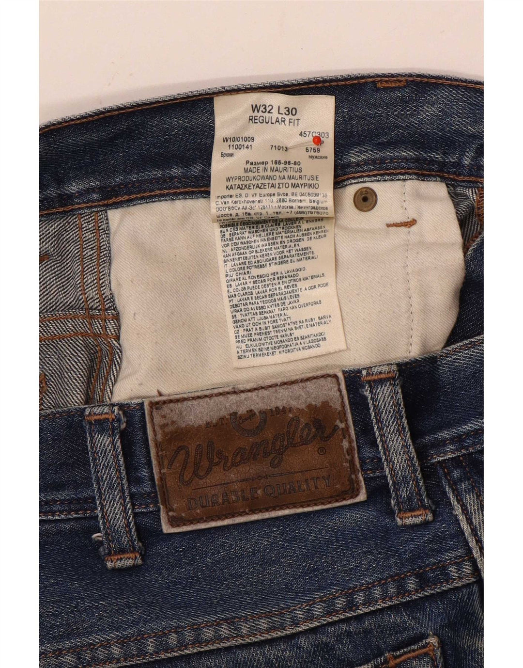 Wrangler masculino regular fit jeans reto W32 L27 algodão azul