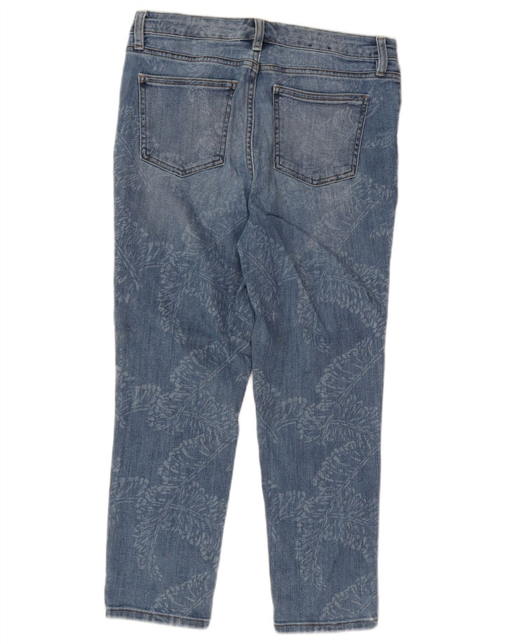Calça jeans feminina CHAPS Capri US 8 médio W30 L22 azul floral algodão