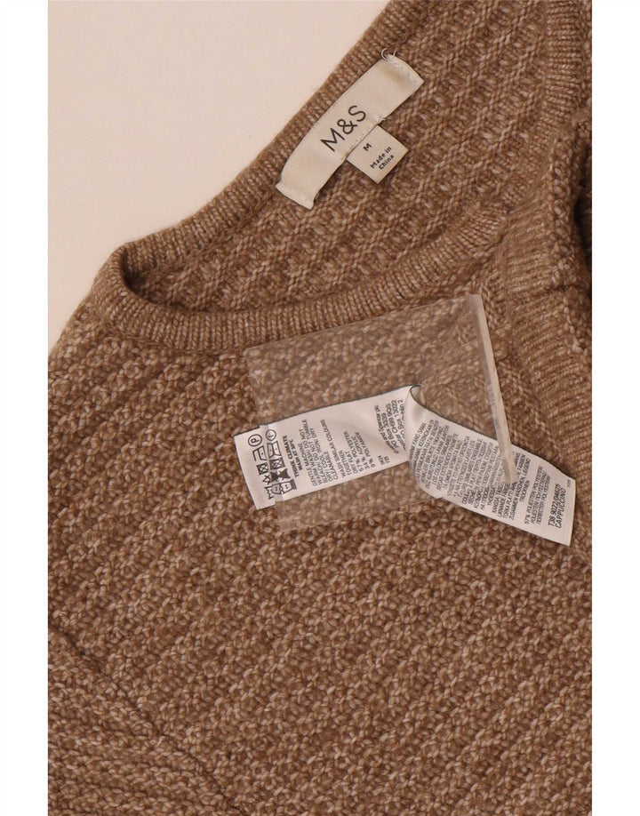 Suéter cardigã feminino Marks & Spencer Reino Unido 14 poliéster marrom médio