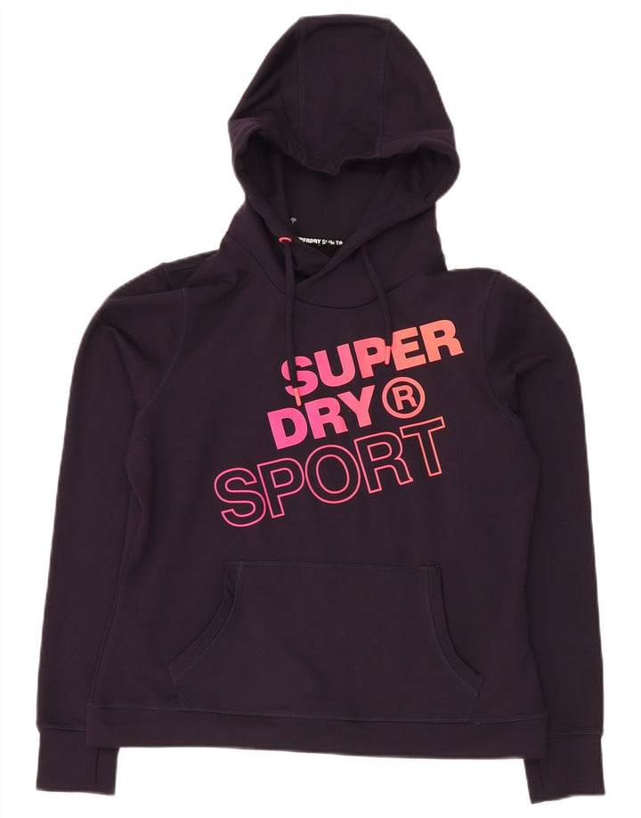 Superdry feminino gráfico moletom com capuz UK 12 poliéster roxo médio