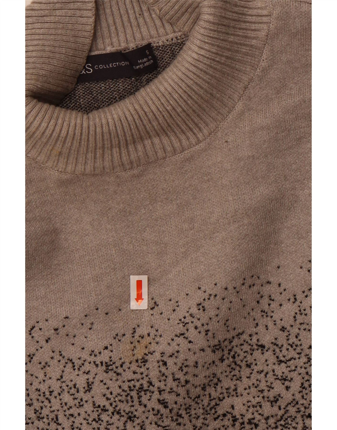 Suéter feminino Marks & Spencer com gola tartaruga Reino Unido 10 pequeno cinza manchado