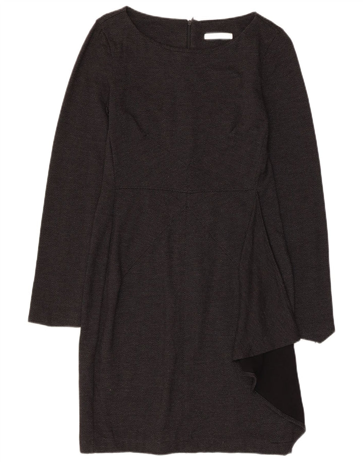 MARELLA Womens Long Sleeve Sheath Dress UK 8 Small Black Herringbone