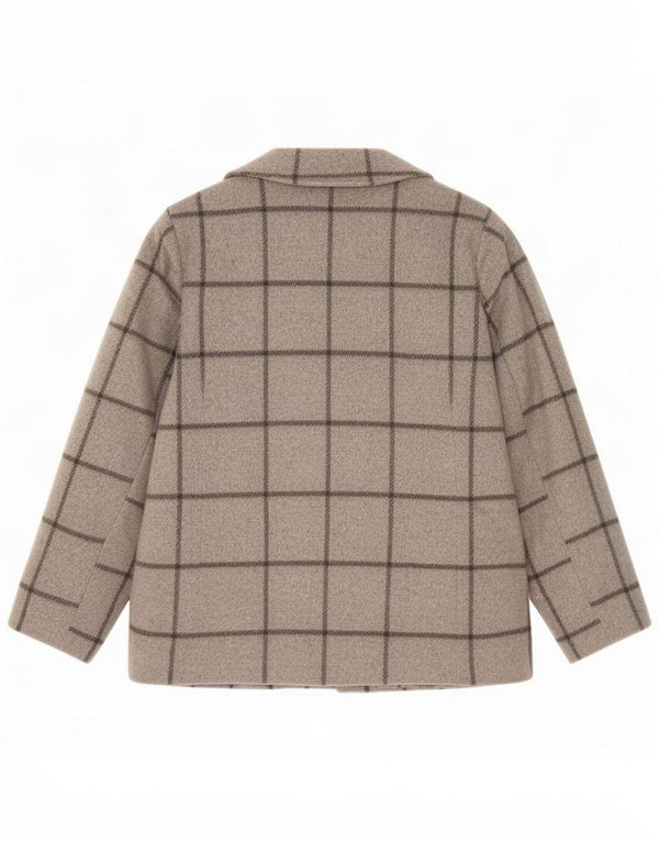 Jasper Conran Jaqueta blazer feminina de 3 botões Reino Unido 16 grande lã xadrez cinza