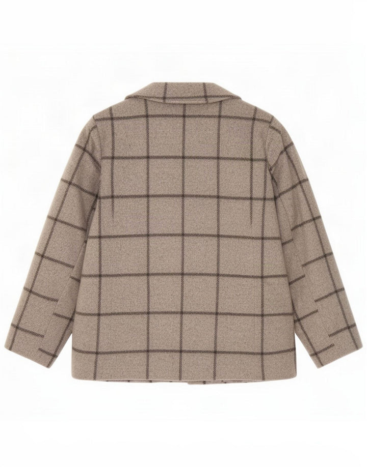 Jasper Conran Jaqueta blazer feminina de 3 botões Reino Unido 16 grande lã xadrez cinza