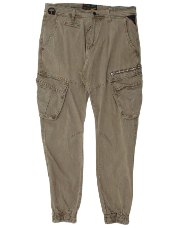 Replay Mens Joggers Cargo Calças W30 L28 Algodão Cáqui