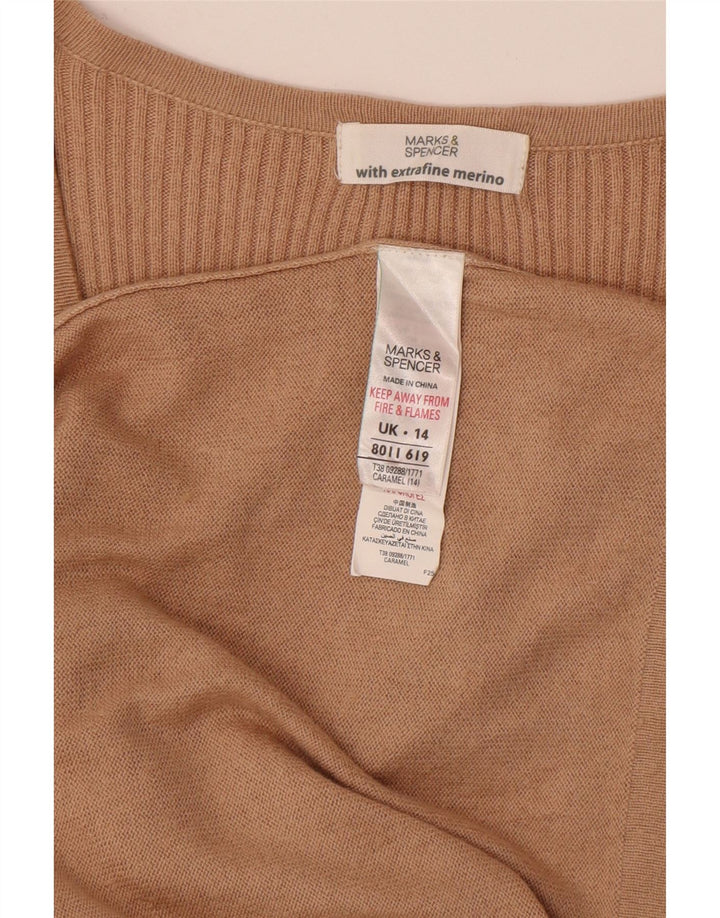 Vestido jumper feminino Marks & Spencer Reino Unido 14 viscose bege médio