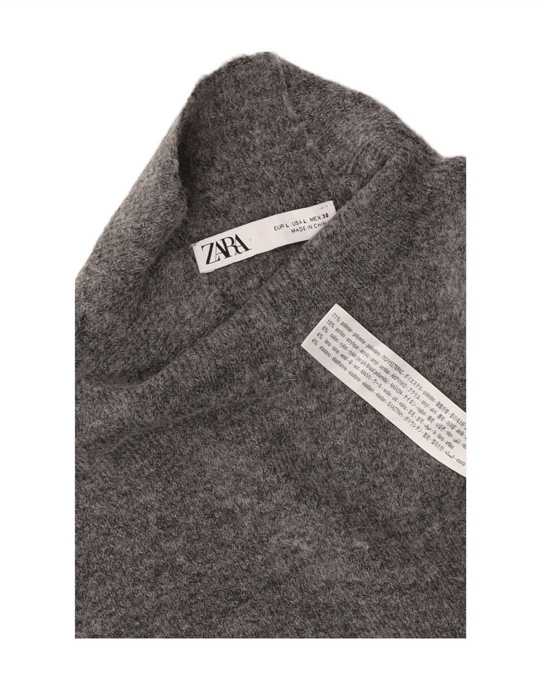 Zara Vestido feminino sem mangas, Reino Unido 14, grande, cinza, poliéster