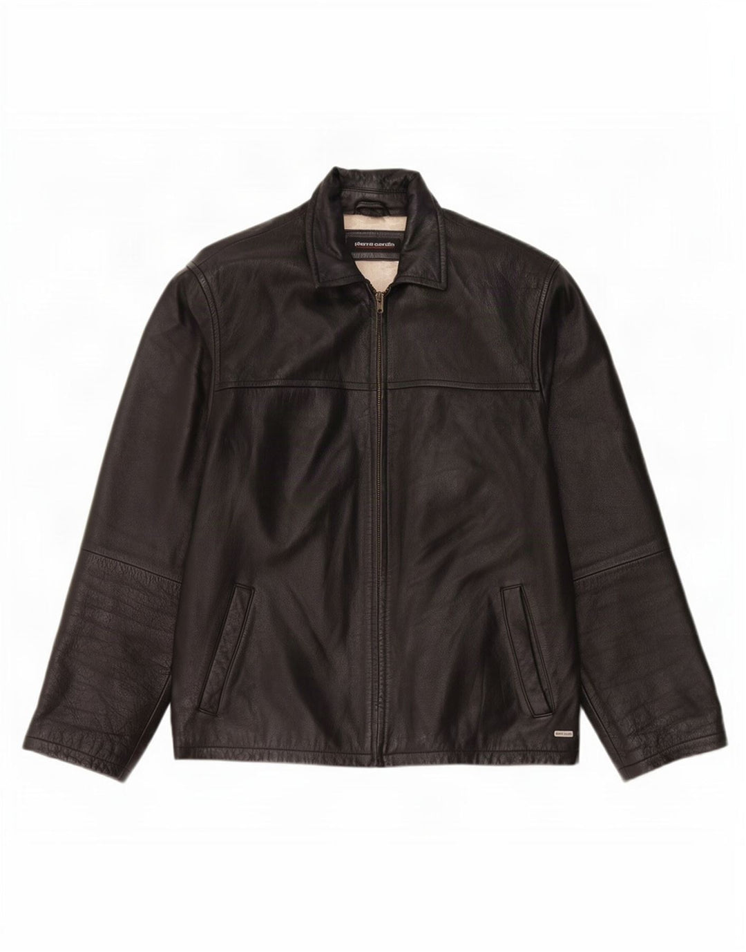 Jaqueta de couro masculina Pierre Cardin UK 40 grande preta