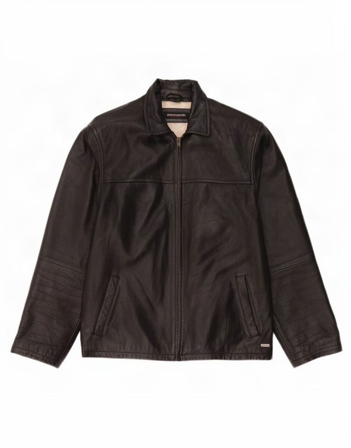 Jaqueta de couro masculina Pierre Cardin UK 40 grande preta