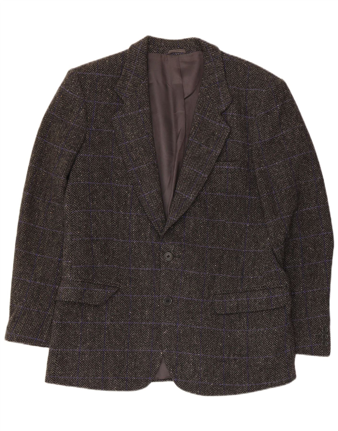 Jaqueta Blazer masculina vintage de 3 botões IT 48 lã espinha de peixe cinza médio