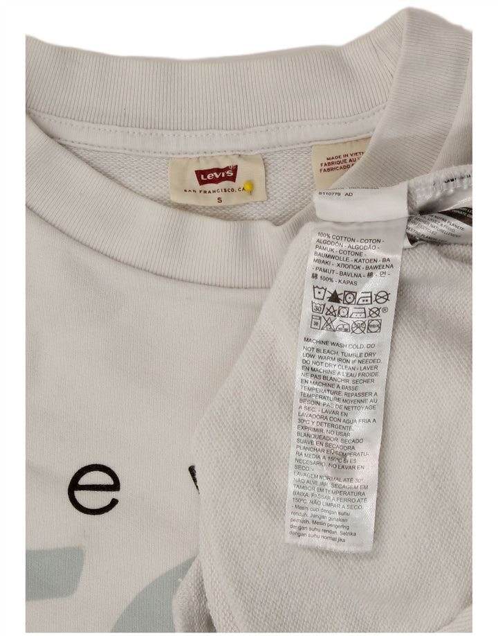 Moletom feminino Levi's Crop Graphic Oversized Jumper UK 10 Pequeno Branco