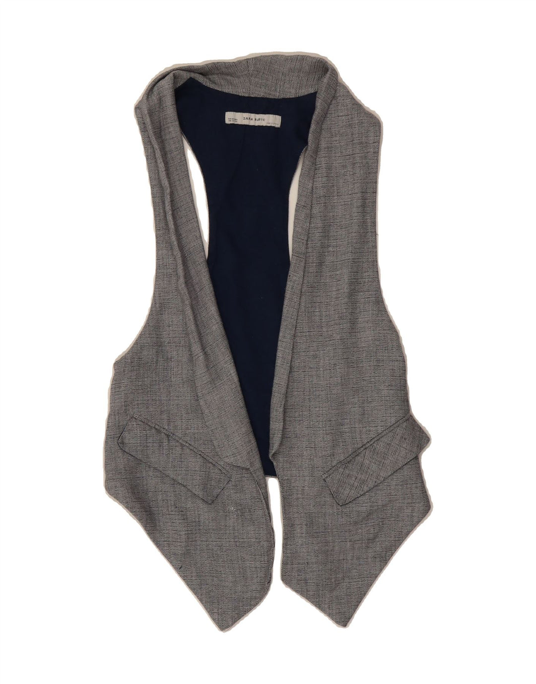 ZARA Womens Crop Waistcoat UK 6 XS Grey Cotton Vintage Zara and Second-Hand Zara from Messina Hembry 