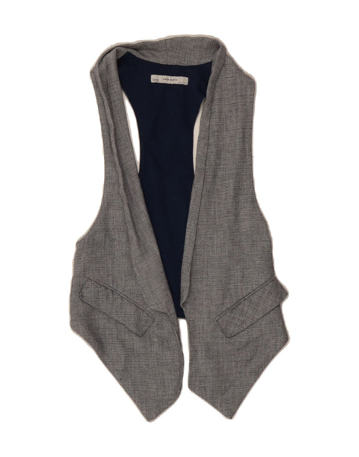 ZARA Womens Crop Waistcoat UK 6 XS Grey Cotton Vintage Zara and Second-Hand Zara from Messina Hembry 