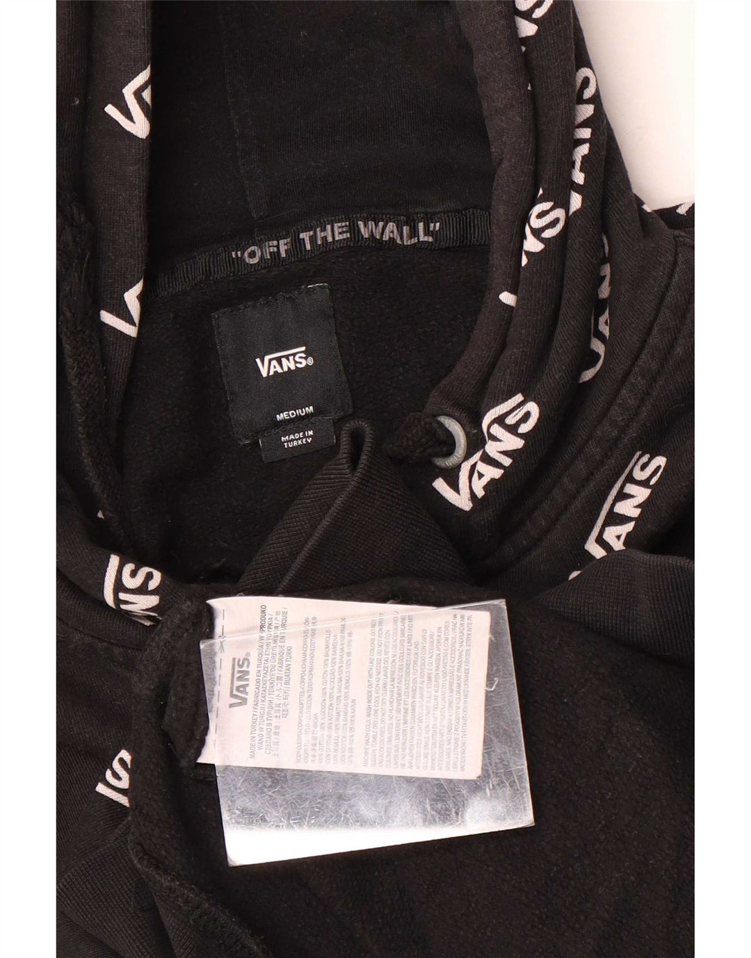 Vans masculino gráfico moletom com capuz médio algodão preto