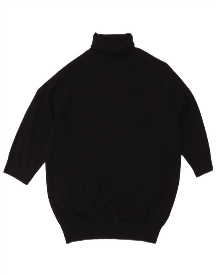 Suéter feminino Zara de manga curta com gola redonda Reino Unido 12 médio preto