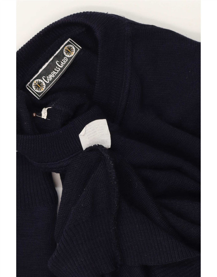 Suéter masculino com gola redonda COMPASS CARD, grande lã azul marinho