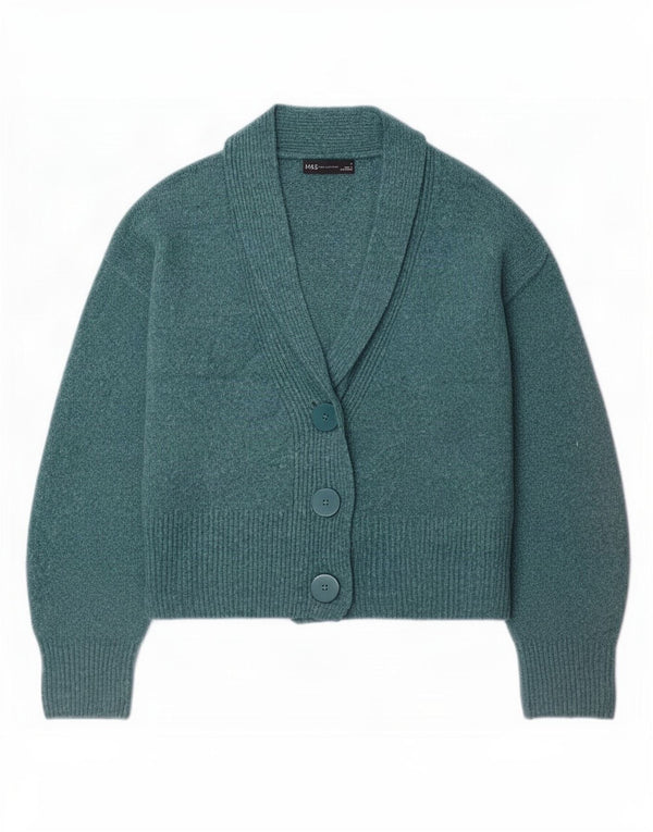 Suéter cardigã feminino Marks & Spencer Reino Unido 14 algodão azul médio