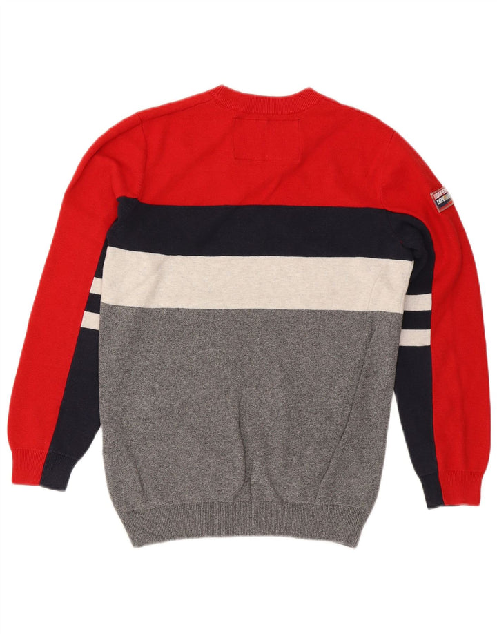 Suéter masculino Superdry com gola redonda e pequeno bloco colorido multicolorido