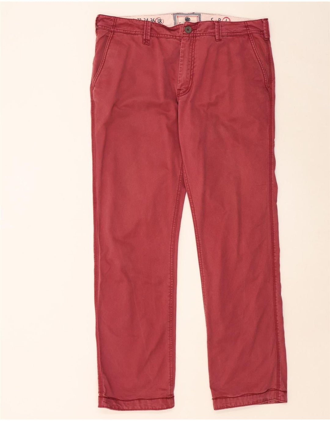 Calça chino reta masculina FAT FACE W38 L33 algodão vermelho