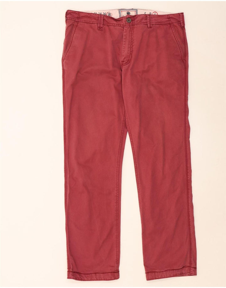 Calça chino reta masculina FAT FACE W38 L33 algodão vermelho