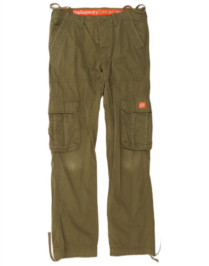 Calça cargo masculina Superdry Straight Cargo médio W34 L35 algodão cáqui