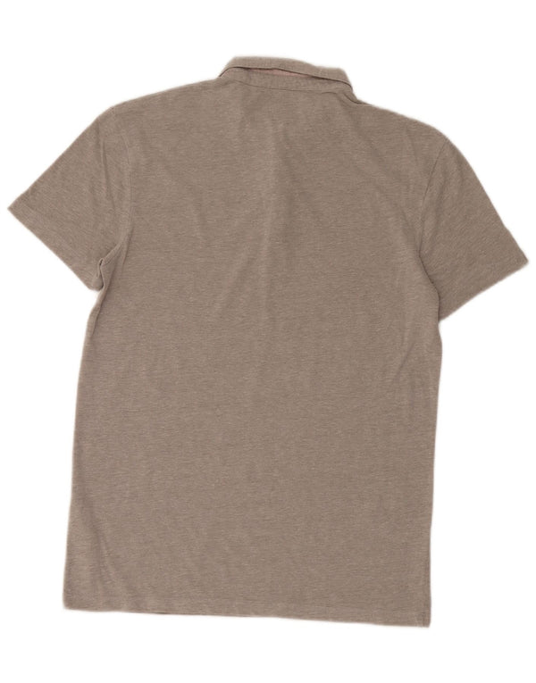 Camisa polo masculina All Saints pequena listrada cinza de algodão