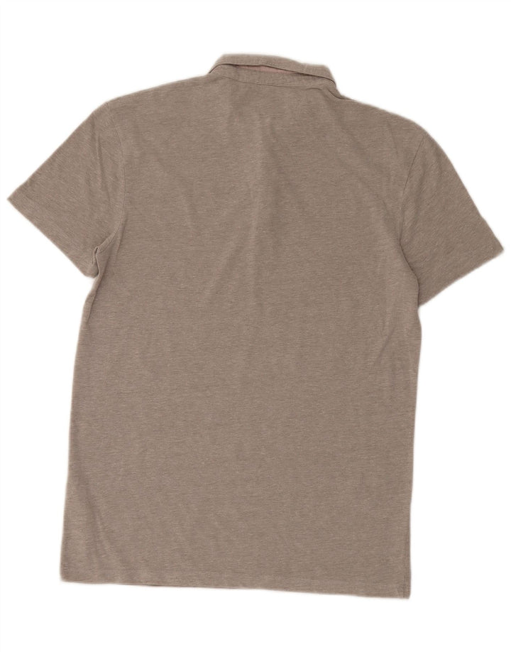 Camisa polo masculina All Saints pequena listrada cinza de algodão