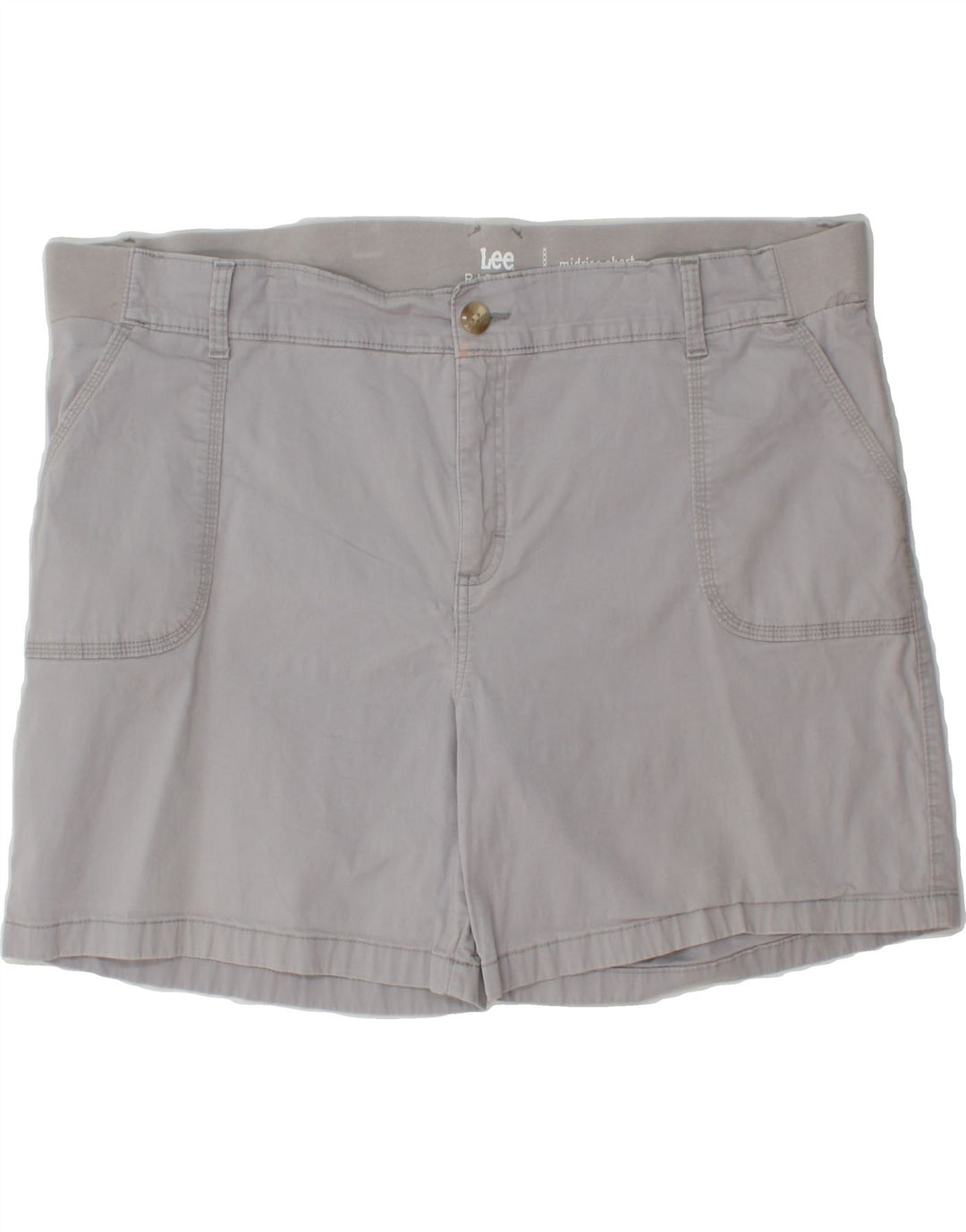 LEE Womens Riders Mid Rise Chino Shorts W37 XL Grey Cotton Vintage Lee and Second-Hand Lee from Messina Hembry 