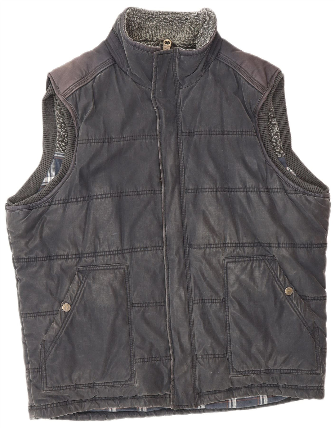 Colete acolchoado masculino Fat Face UK 42 XL poliéster azul marinho