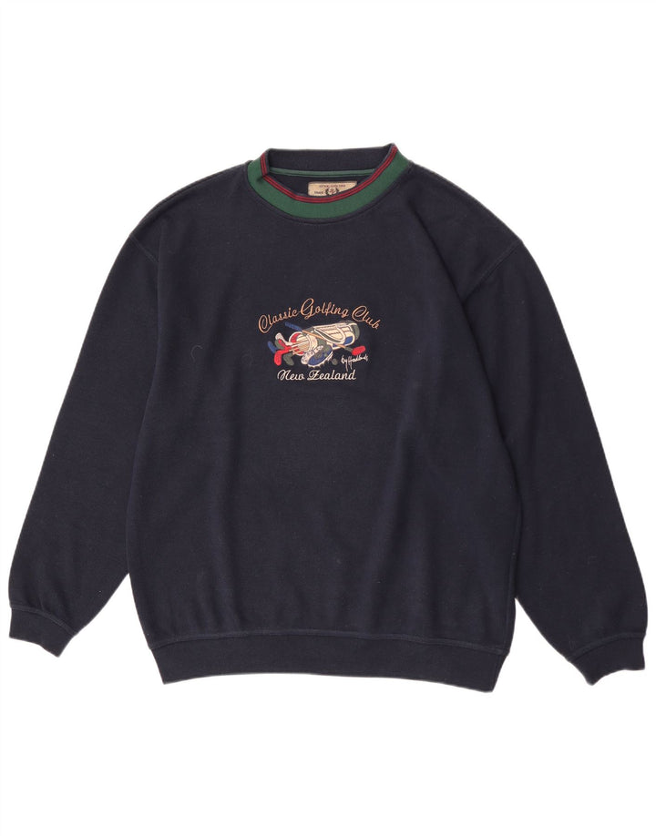 Moletom vintage masculino gráfico regular fit jumper grande algodão azul marinho