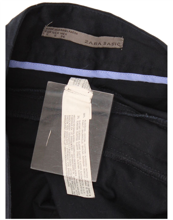 Zara Saia reta feminina pequena W26 algodão azul marinho