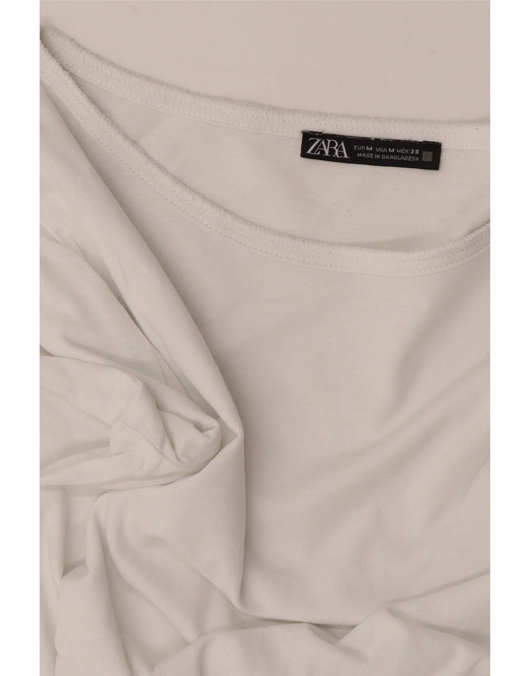 Top feminino Zara manga comprida UK 14 médio branco