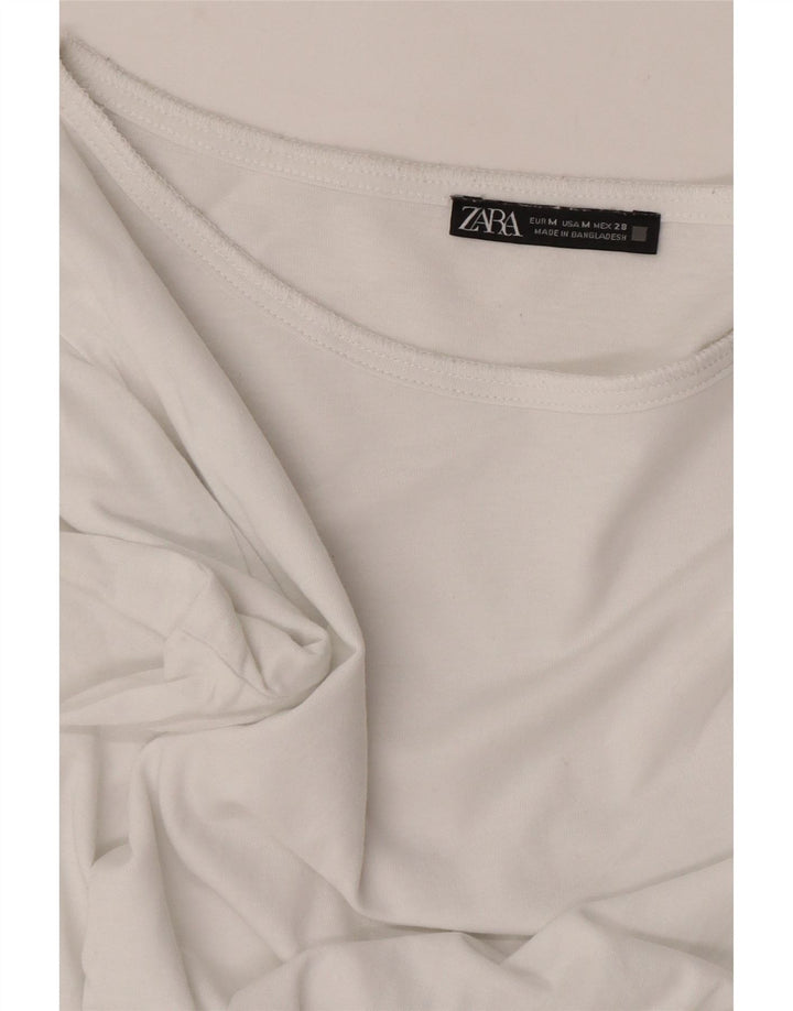 Top feminino Zara manga comprida UK 14 médio branco