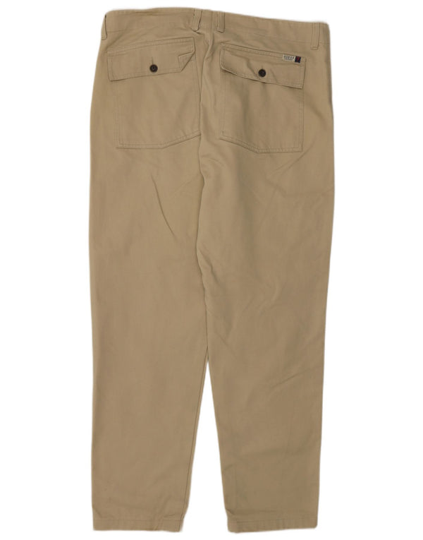 Guess Mens Slim Trousers W36 L28 Khaki Cotton