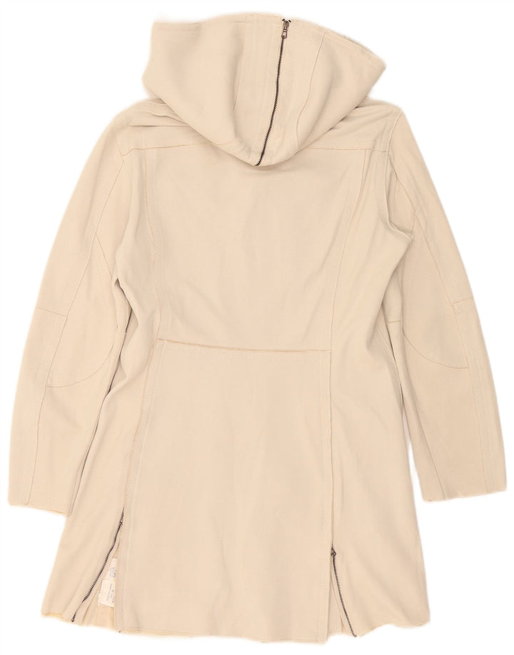 Sobretudo feminino com capuz Calvin Klein UK 6 XS poliamida bege