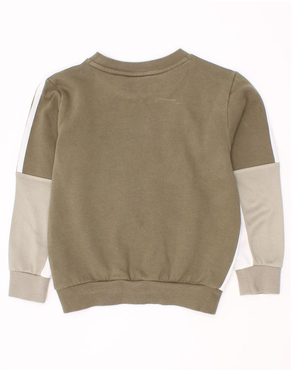 Adidas Meninos Suéter Jumper 5-6 Anos Cáqui Colorblock Algodão