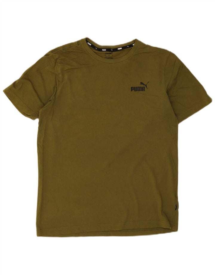 Puma Mens Graphic T-Shirt Top Médio Algodão Cáqui